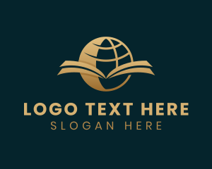 Planet - Gold Global Library logo design