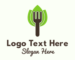 Healthy - Fork Leaves Tree logo design