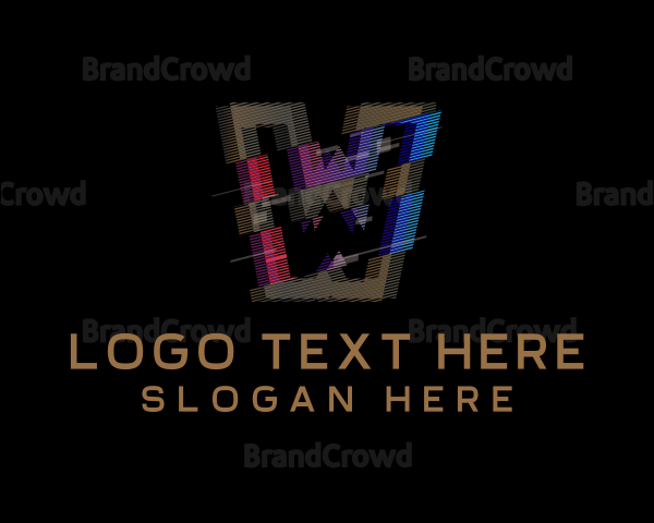 Gradient Glitch Letter W Logo