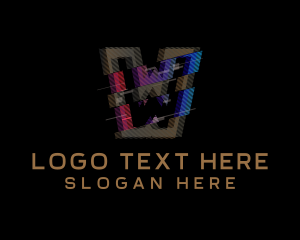 Gamer - Gradient Glitch Letter W logo design
