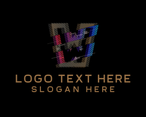 Youtube Channel - Gradient Glitch Letter W logo design