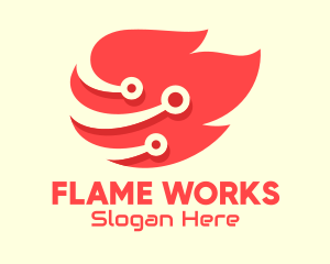 Flame - Flaming Fire Tech logo design