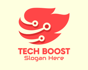 Flaming Fire Tech logo design