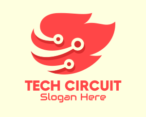 Circuitry - Flaming Fire Tech logo design
