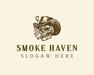 Smoking Tobacco Skull  logo design