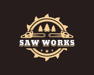 Chainsaw Logging Wood logo design