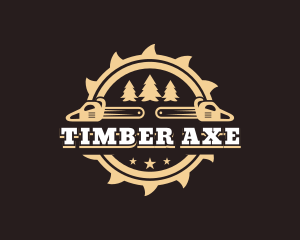 Chainsaw Logging Wood logo design