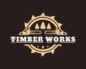 Chainsaw Logging Wood logo design