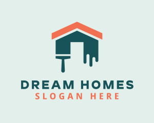 Home Builder Paint Brush Logo