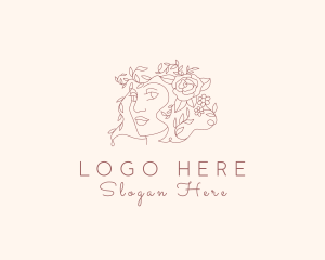 Dermatology - Floral Feminine Face logo design