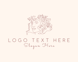 Monoline - Floral Feminine Face logo design