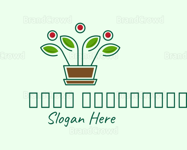 Blooming Flower Pot Plant Logo