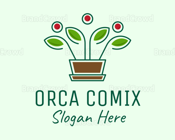 Blooming Flower Pot Plant Logo