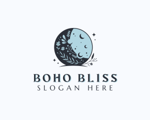 Floral Boho Moon  logo design