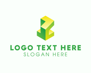Letter Hn - Modern 3D Geometric Shape logo design