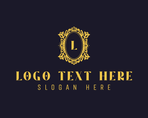 Regal - Floral Wreath Shield logo design