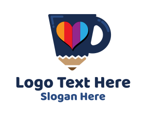 Cafe - Heart Pencil Cup logo design