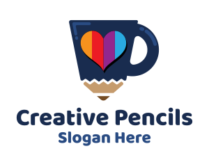 Heart Pencil Cup logo design