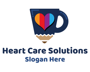 Heart Pencil Cup logo design