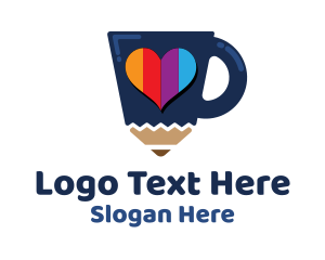 Cup - Heart Pencil Cup logo design