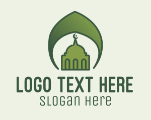 Kaaba - Green Islamic Mosque logo design