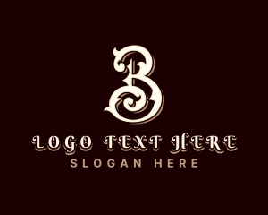 Cofee - Decorative Victorian Calligraphy Letter B logo design