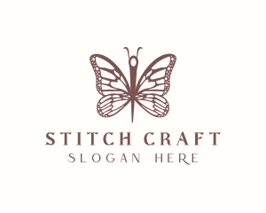 Sew - Butterfly Sewing Needle logo design