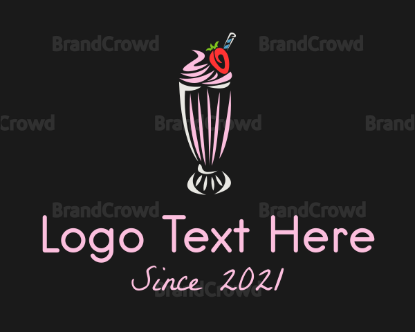 Strawberry Milkshake Smoothie Logo