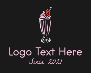 Fruit Shop - Strawberry Milkshake Smoothie logo design