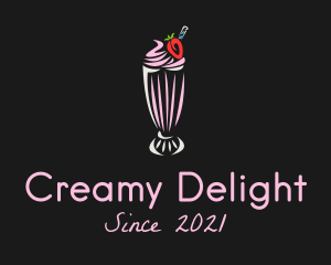 Milkshake - Strawberry Milkshake Smoothie logo design