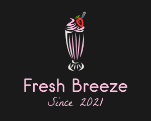 Strawberry Milkshake Smoothie  logo design