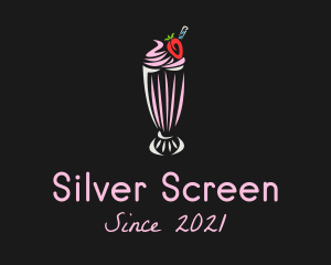 Straw - Strawberry Milkshake Smoothie logo design