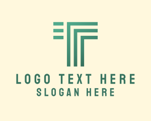 Tech - Green Stripe Letter T logo design