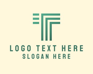 Parallelogram - Green Stripe Letter T logo design