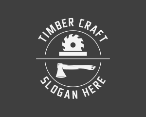 Woodcraft - Axe Saw Lumberjack logo design