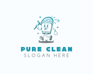 Wash Cleaning Bucket Squeegee logo design