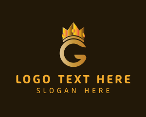 Queen - Gold Crown Letter G logo design