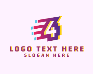 Red Square - Speedy Number 4 Motion Business logo design