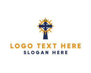 Symbolic - Blue Christian Cross logo design