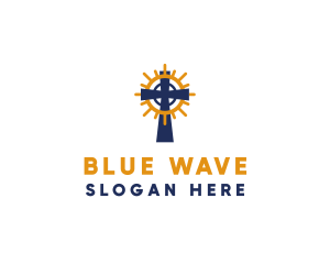 Blue Christian Cross  logo design