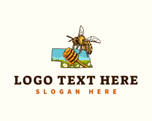 Map - Nebraska Honey Bee logo design