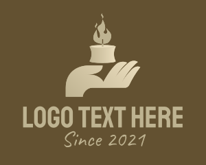 Palm - Brown Hand Candle logo design