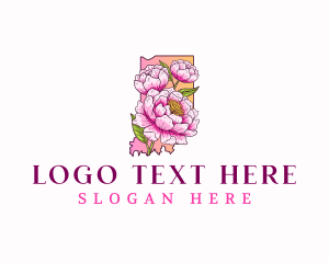 Flora - Indiana Peony Flower logo design