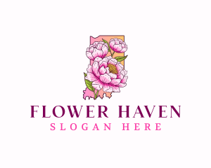 Indiana Peony Flower logo design