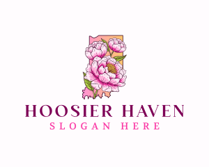 Indiana - Indiana Peony Flower logo design