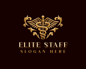 Staff - Medical Caduceus Wings logo design