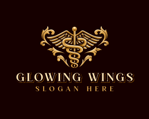 Medical Caduceus Wings logo design