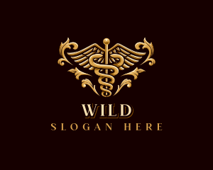 Staff - Medical Caduceus Wings logo design