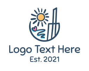 Sunset - Doodle Summer Luggage Bag logo design