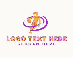 Player - Female Basketball Player logo design